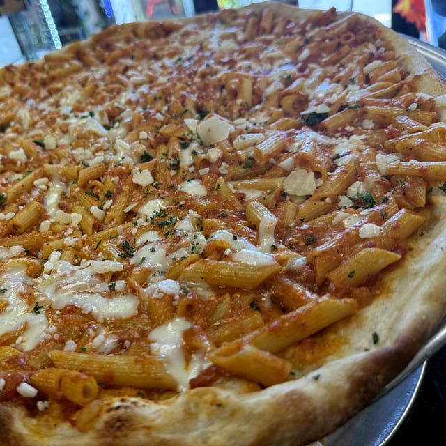 Penne Pink Vodka Pizza.