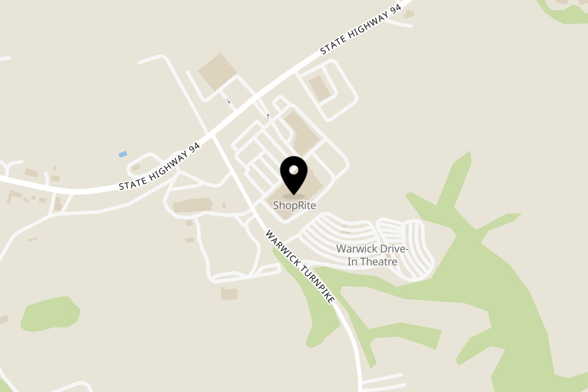 Map showing the location of Luca Trattoria & Pizzeria on South Shoprite Plaza 153, NY-94 in Warwick